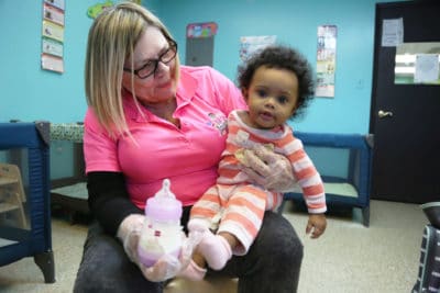 An early childhood teacher in her classroom,