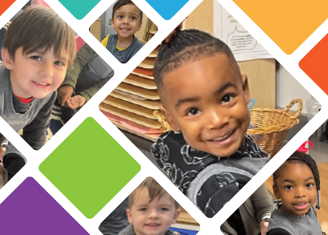 collage of smiling children wearing LENA vests