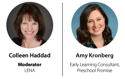 Two women smiling in professional headshots; the woman on the left has short brown hair and wears a black top, while the woman on the right has long dark hair and wears a patterned blouse with a blue background.
