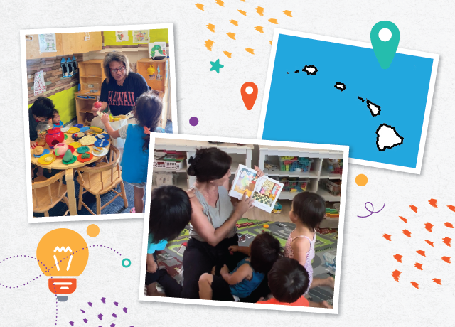 preschool teachers reading and playing with children