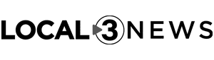 Black and white logo with the words "LOCAL NEWS"; the number 3 is in a circle with a small triangle pointing right, positioned between "LOCAL" and "NEWS.