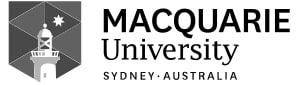 Macquarie University logo featuring a lighthouse with a star above it in a hexagon, alongside the text "Macquarie University Sydney • Australia.