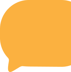 An orange speech bubble with a pointed tail at the bottom left, against a transparent background.