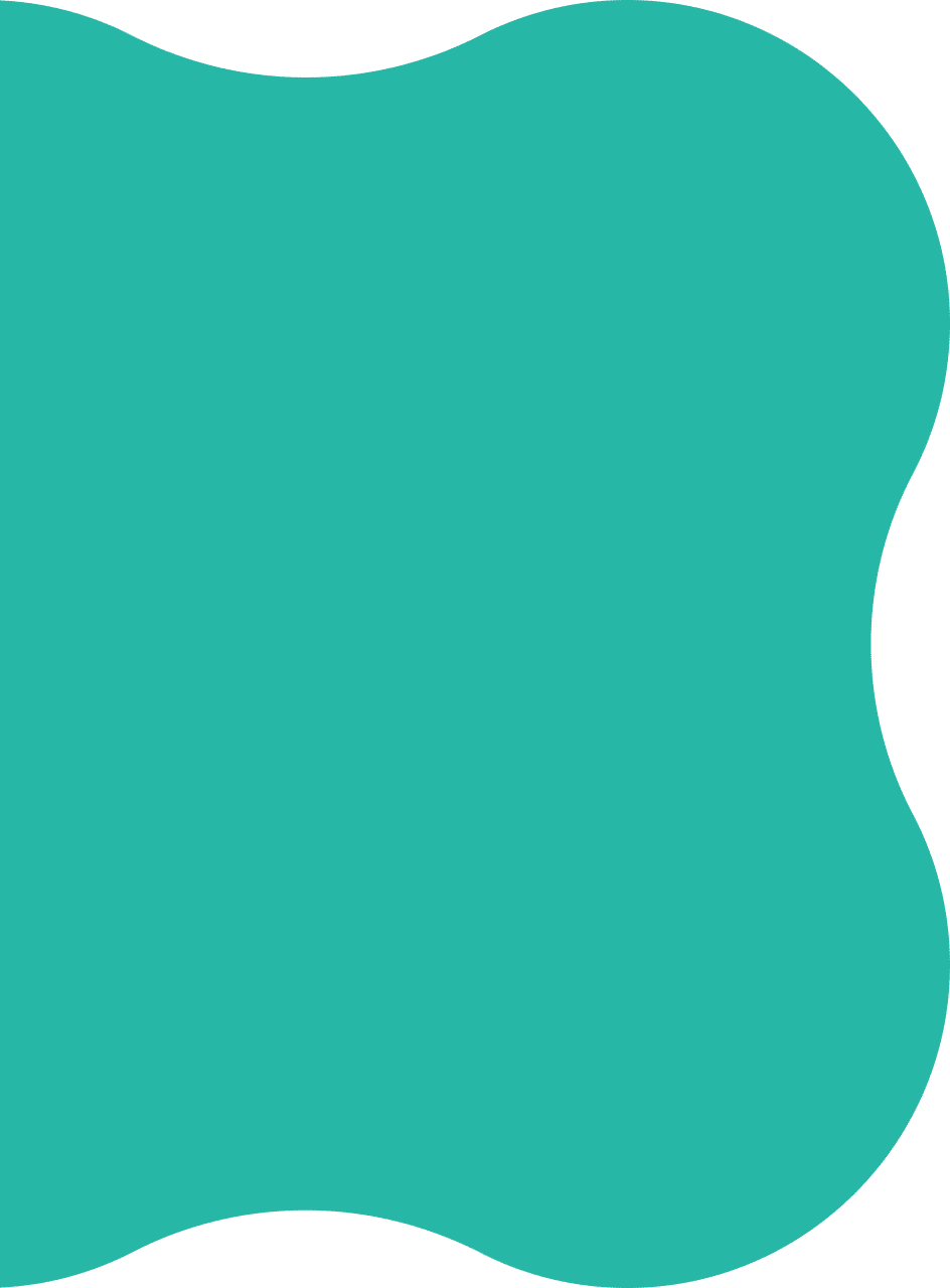 A teal abstract shape with a wavy, irregular outline on a transparent background.