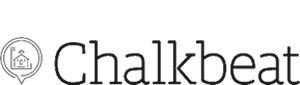 Chalkbeat logo with an icon of a house inside a speech bubble on the left and the word "Chalkbeat" in bold, black text on the right.