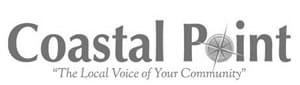 Coastal Point" logo with a compass design in the letter "o" of "Point" and the slogan "The Local Voice of Your Community" written underneath.