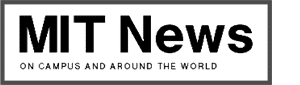 A rectangular logo with the text "MIT News" in bold, large letters. Below, smaller text reads "On campus and around the world." The design is black and white with a thin dark border.