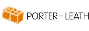 Porter-Leath logo featuring a stylized orange and tan block with three pegs, next to the words “PORTER-LEATH” in bold black letters.