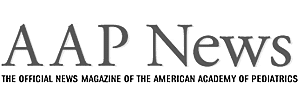 AAP News logo with subtitle: "The Official News Magazine of the American Academy of Pediatrics" in black and gray text on a white background.