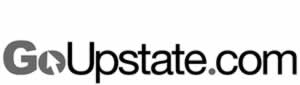Logo for GoUpstate.com, with "Go" in bold gray lettering and a computer mouse pointer inside the letter "o," followed by "Upstate.com" in black text.