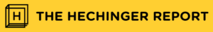 Logo of The Hechinger Report on a yellow background, featuring a stylized "H" inside a square outline, followed by the publication name in bold black uppercase letters.