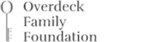 Logo of the Overdeck Family Foundation featuring a simple key illustration to the left of the organization's name written in three stacked lines.