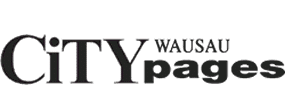 Logo for "City Pages Wausau" with “City” in large, bold, serif font and “Wausau” and “pages” in smaller, uppercase letters. The text is black on a white background.
