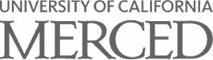 The image shows the University of California Merced logo, with "University of California" in uppercase letters above the larger word "Merced.