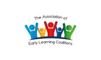 Five colorful, abstract human figures with raised arms—blue, yellow, red, and green—stand together in a semicircle on a dark blue arc, symbolizing unity and diversity.