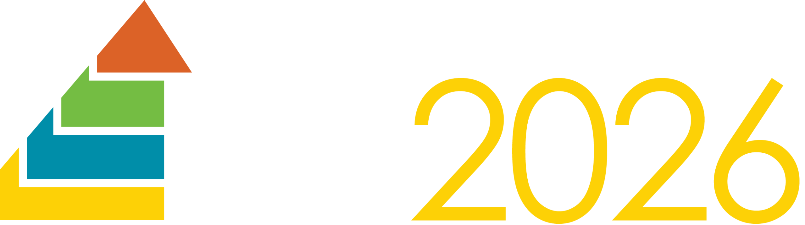 Logo with a colorful pyramid on the left and the text “NTI 2026” in white and yellow on a black background.