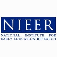 Logo of the National Institute for Early Education Research (NIEER) with the acronym in large white letters on a blue background above the full name in smaller capital letters.