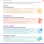 An infographic titled “Talking Tips for Transitions” features four sections—Arrival, Personal care, Activity changes, and Travel time—with brief parenting tips and colorful icons beside each section. The LENA logo is at the bottom.
